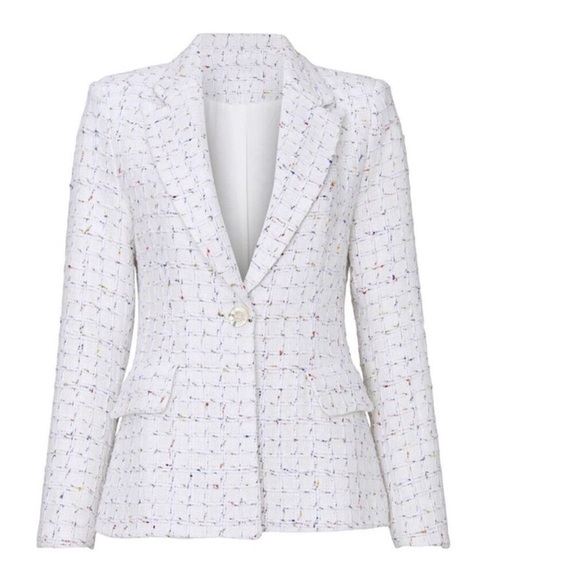 Amanda Uprichard Jackets & Blazers - Amanda Uprichard Aldridge Tweed Blazer White with Pockets Size Small